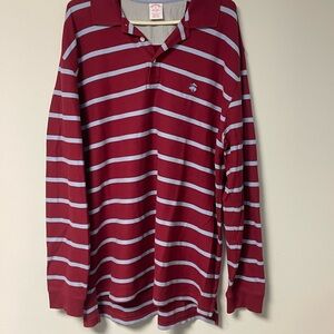 Striped Burgundy and blue Brooks Brothers Long Sleeve Polo Size XL